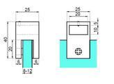 Stabilisateur rectangulaire 20x10 raccord tube-verre avec trou
