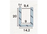 Aluminium U-profiel incl. eindkapjes 20x14 2x20x2 4 mm L 3000 mm - RAL 9016 mat