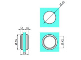 Bouton de porte circulaire diametre 55 mm - inox poli