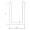 Aluminium U-profiel 20x15x20x2 mm L 6000 mm - RAL 9005 zwart structuurlak