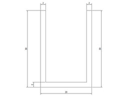 Profil U 30x20x30x2 mm 3000 mm