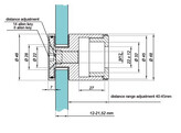 Afstandhouder verstelbaar O48 / 40 mm voor 12-21 52 mm glas - RAL 9005 mat zwart