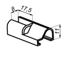 Connector 180  rechts voor dorpel 15x8 mm - zwart