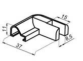 Connector 90  links voor dorpel 15x8 mm - zwart