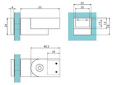 Stabilisatie 20x10 mm aansluiting door glas verstelbaar - glanzend verchroomd