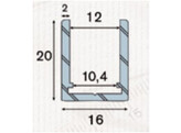 Profil U - 2 embouts  1 equerre 20x16x20x2 mm L 3000 mm - gunmetal brillant