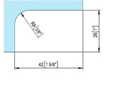 Fixation dessus de baie-mur 1075  verre 12 mm - blanc mat laque RAL 9016