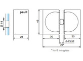 Dubbele deurknop 30x46 mm met inkeping