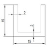 Aluminium U-profiel 15x15x15x2 mm L 6000 mm - RAL 9016 wit structuur