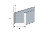 Aluminium U-profiel 25x16x25x1 5 mm L 6000 mm - RAL 9016 wit structuur