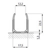 U-profiel 22 5x17.5x22 5 voor 6-10 mm glas  lengte 2300 mm