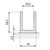 U-profiel 18 5x14x18 5 mm  binnenmaat 10 2 mm  L 2300 mm