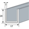 Aluminium U-profiel 20x17x20x2 mm L 3000 mm - glanzend verchroomd