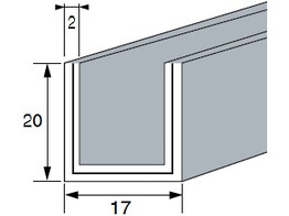 Aluminium U-profiel 20x17x20x2 mm L 3000 mm