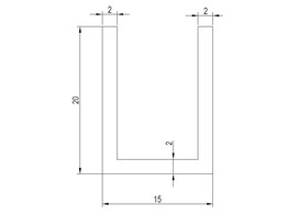 Aluminium U-profiel 20x17x20x2 mm L 3000 mm