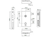 Serrure verticale avec trou de cylindre DIN droite - inox brosse