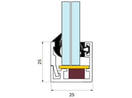 Set klikprofiel 25x25 met toebehoren voor glasdikte 8 en 4.4.2