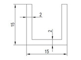 Aluminium U-profiel 15x15x15x2 mm L 3000 mm - rvs effect