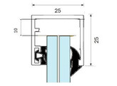 Set vast montageprofiel 25x25 met toebehoren voor glasdikte 8 en 4.4.2 nat. ano