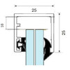 Set vast montageprofiel 25x25 met toebehoren voor glasdikte 11 en 5.5.2 -nat.ano