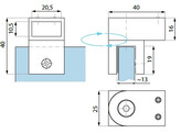 Stabilisatie 20x10 mm verstelbare glasaansluiting