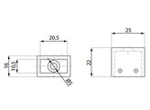 Stabilisatie 20x10 mm muur/plafondaansluiting 90  - geborsteld koper