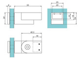 Stabilisateur rectangulaire 20x10 raccord tube-verre reglable - noir mat laque R