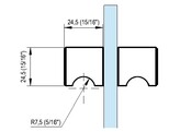 Dubbele deurknop SQUARE 25x25 mm met inkeping rvs effect